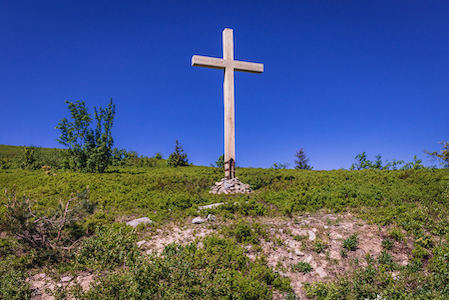 Large cross in the Polish  countryside.